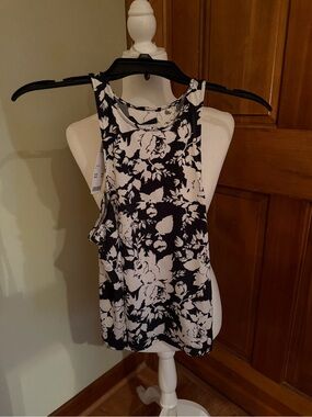 Urban Outfitters Black & White Floral Racerback Tank